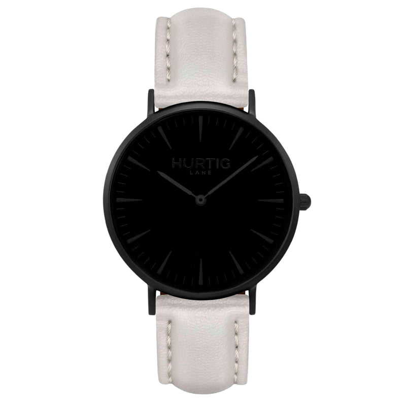 Mykonos Vegan Leather Watch All Black & Mint Watch Hurtig Lane Vegan Watches