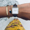 Neliö Square Vegan Leather Gold/White/Chestnut Watch Hurtig Lane Vegan Watches