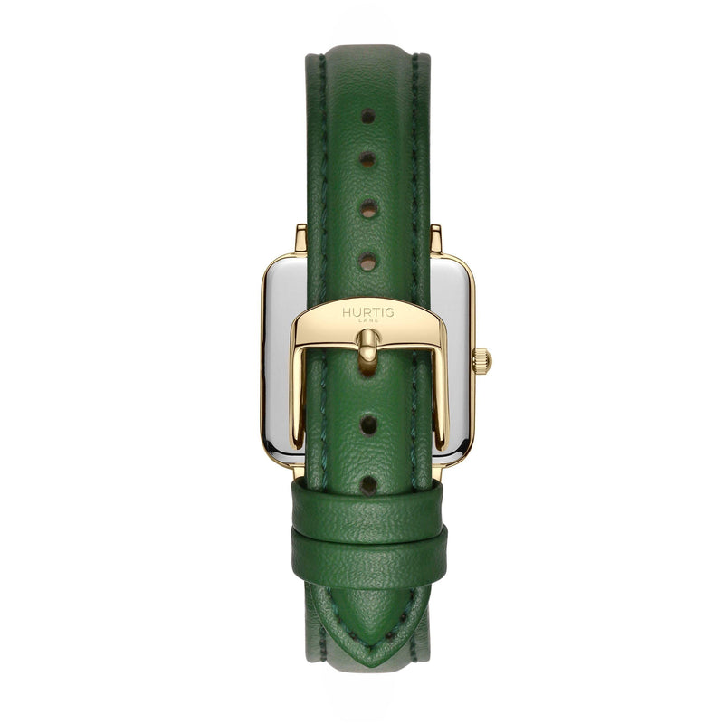 Vegan leather watch with gold buckle