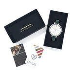 Amalfi Petite Vegan Leather Silver/White/Forest Green Watch Hurtig Lane Vegan Watches