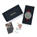 Mykonos Vegan Leather Silver/Grey/Chestnut Watch Hurtig Lane Vegan Watches