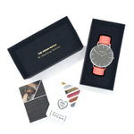 Mykonos Vegan Leather Silver/Grey/Coral Watch Hurtig Lane Vegan Watches