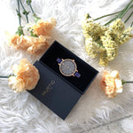 Vegan watch gift set. Women's watch rose gold/grey with vegan leather blue straps
