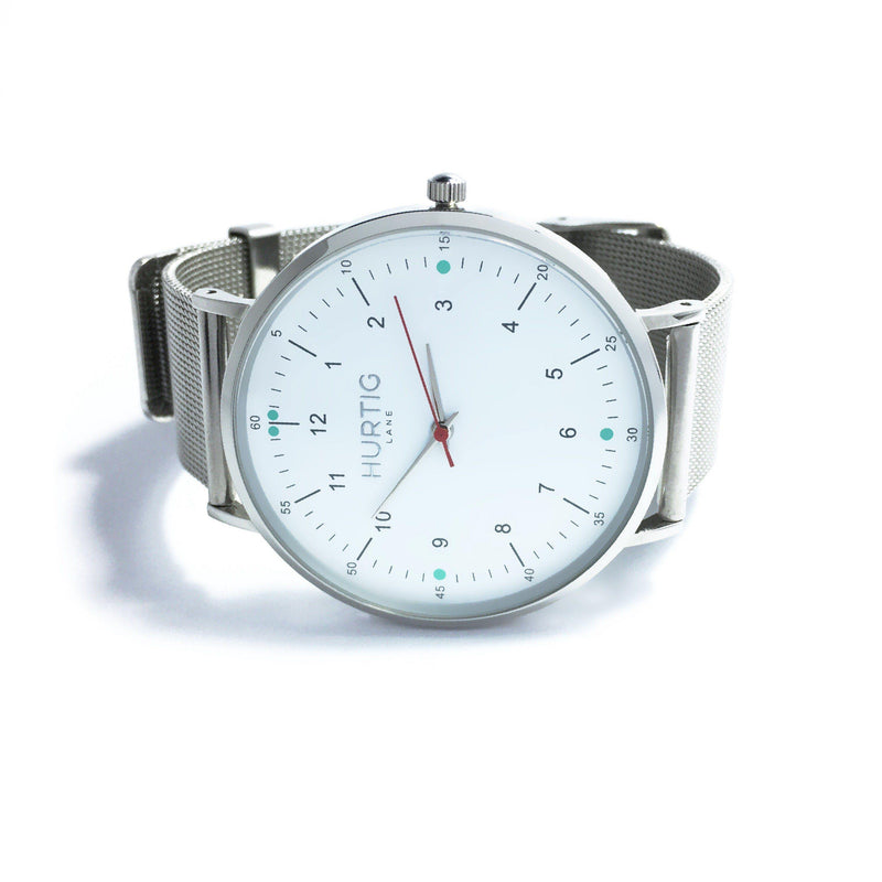 Moderna Stainless Steel Silver/White/Silver - hurtig-lane-vegan-watches