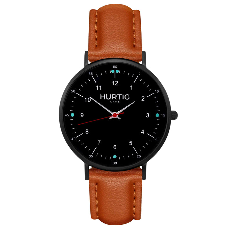 Moderna Vegan Leather Watch All Black & Black Watch Hurtig Lane Vegan Watches