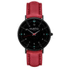 Moderna Vegan Leather Watch All Black & Cherry Red Watch Hurtig Lane Vegan Watches