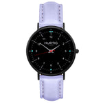 hurtig lane vegan leather watch black & lilac vegane uhren