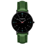 hurtig lane vegan leather watch black & green vegane uhren