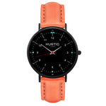 hurtig lane vegan leather watch black & coral vegane uhren