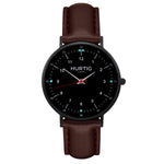 Moderna Vegan Leather Watch All Black & Chestnut Watch Hurtig Lane Vegan Watches