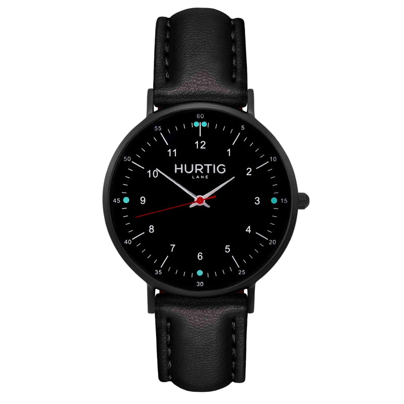 Moderna Vegan Leather Watch All Black & Black Watch Hurtig Lane Vegan Watches