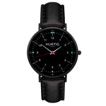 hurtig lane vegan leather watch black & black vegane uhren