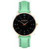 hurtig lane vegan leather watch gold, black & mint vegane uhren