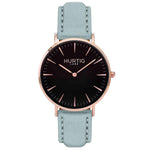 Hymnal Vegan Suede Watch Rose Gold, Black & Duck Egg Watch Hurtig Lane Vegan Watches