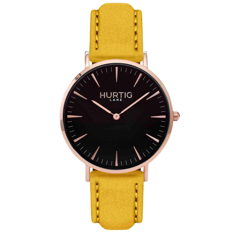 Hymnal Vegan Suede Watch Rose Gold, Black & Duck Egg Watch Hurtig Lane Vegan Watches