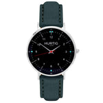 Moderna Vegan Suede Watch Silver, Black & Forest Green Watch Hurtig Lane Vegan Watches