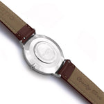 Mykonos Vegan Leather Watch Silver, Grey & Chestnut - Hurtig Lane - sustainable- vegan-ethical- cruelty free