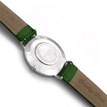 Mykonos Vegan Leather Watch Silver, Grey & Green - Hurtig Lane - sustainable- vegan-ethical- cruelty free