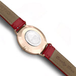 Mykonos Vegan Leather Watch Rose Gold, Black & Red Watch Hurtig Lane Vegan Watches