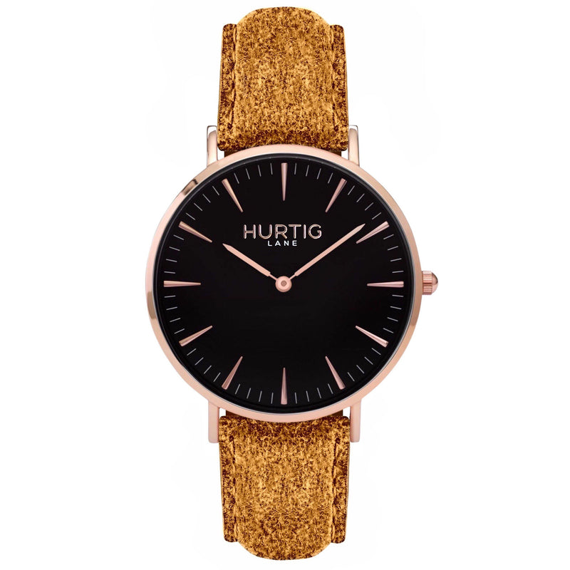 Hymnal Vegan Suede Watch Rose Gold, Black & Duck Egg Watch Hurtig Lane Vegan Watches