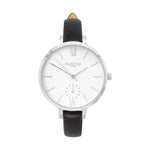 sustainable watch- vegan leather watch silver and tan petite women's vegan watch