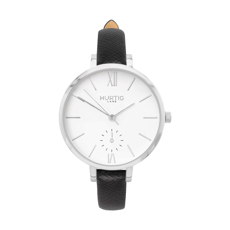 Amalfi Petite Vegan Leather Watch Silver, White & Forest Green Watch Hurtig Lane Vegan Watches
