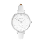 ethical watch- vegan leather watch silver and white petite women's vegan watch