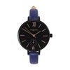 women's vegan leather watch. black and blue