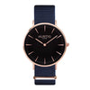 men's vegan nylon nato watch rose gold, black  and maroon