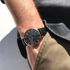 men's vegan leather watch rose gold and blackl