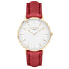 cherry red and gold vegan watch