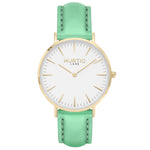 vegan leather watch gold and mint green