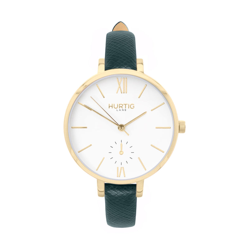 Amalfi Petite Vegan Leather Watch Gold, White & White Watch Hurtig Lane Vegan Watches