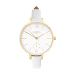 Amalfi Petite Vegan Leather Watch Gold, White & Marine Blue Watch Hurtig Lane Vegan Watches