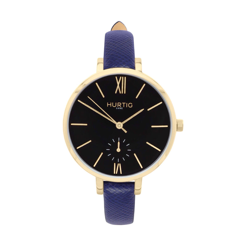 Amalfi Petite Vegan Leather Watch Gold, Black & White Watch Hurtig Lane Vegan Watches