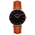 Mykonos Vegan Leather Watch Rose Gold/Black/Black Watch Hurtig Lane Vegan Watches