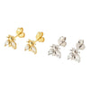 gold bee earrings and silver bee earrings