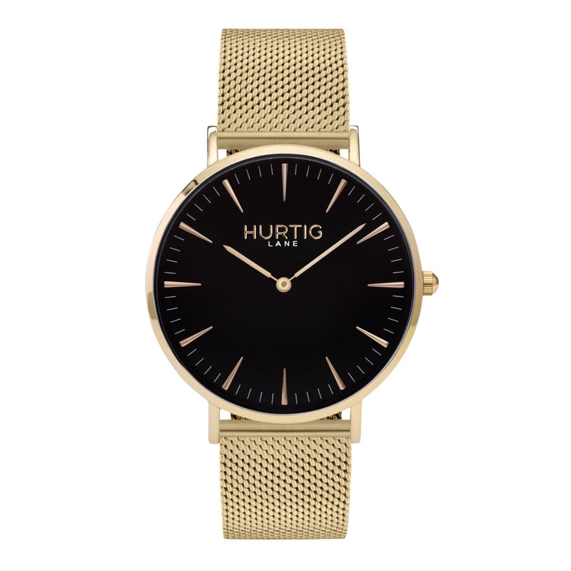 black and gold mesh watch